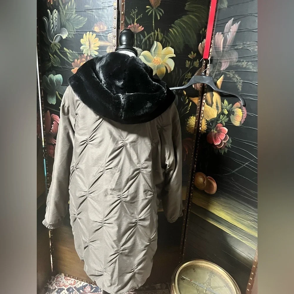 UTEX Vintage Down Filled Parka Puffer Coat taupe color